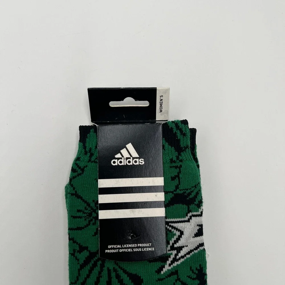 Adidas Womens Tropical Flower Print Socks Green Black White OSFA‎